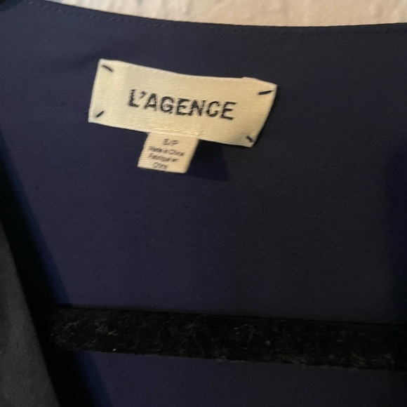 L’AGENCE Kyla Satin Silk  Trim Draped Blouse - Picture 7 of 12